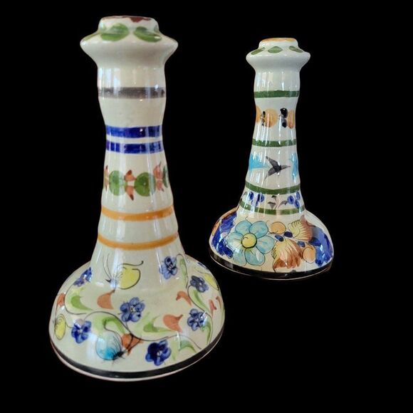 Vintage Tonala Handpainted Candle Holders (Set of 2) - Picture 1 of 10